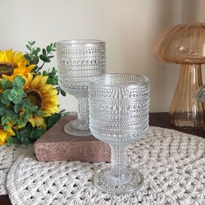 Dotted Wine Water Hobnail Clear Goblet Glasses